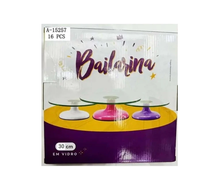 Suport Tort Rotativ 30 Cm Sticlă + PVC + Fier A-15257 WEI